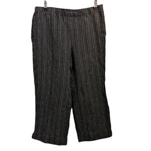 J. Jill Love Linen Black & White Stripe Wide Leg Crop Pants